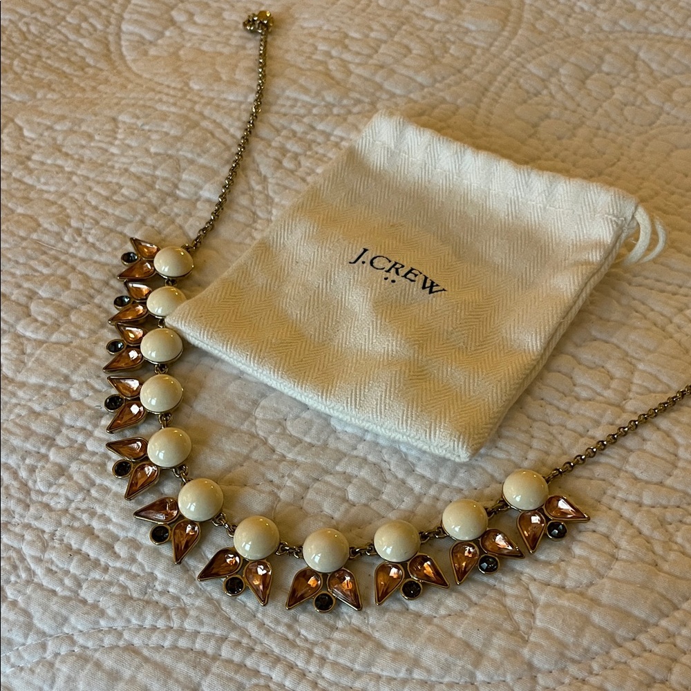 J. Crew Gold and Pink and Cream Geometric Necklace
